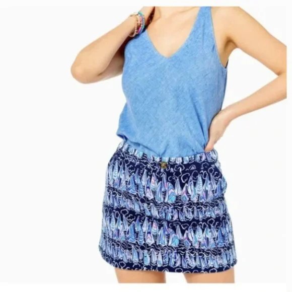 NWOT Lilly Pulitzer Colette Knit Skort 10 Low Tide Navy Sails And Stripes - Picture 1 of 4